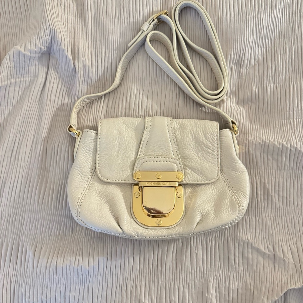 Michael Kors White Leather Crossbody Bag